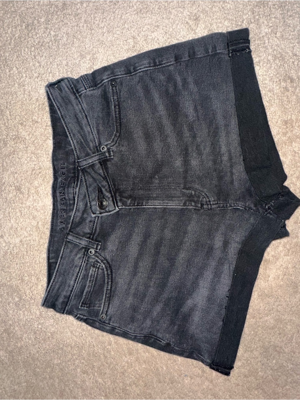American Eagle Outfitters Dark Gray/Black Denim Shortie Shorts